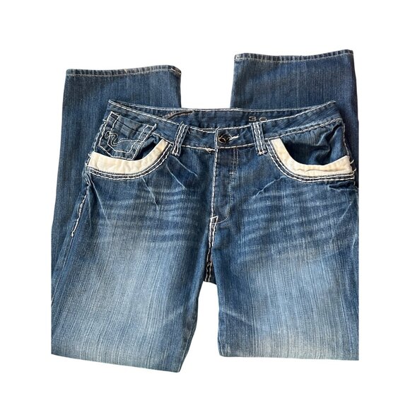 Lab of Denim Repeat Jeans Thick Stitching Button Fly Size 36 x 32 - Picture 1 of 6
